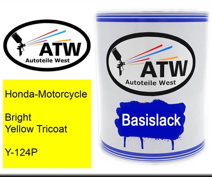 Honda-Motorcycle, Bright Yellow Tricoat, Y-124P: 1L Lackdose, von ATW Autoteile West.